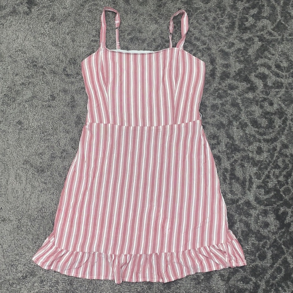 light pink and white striped mini dress